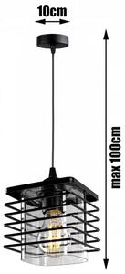 Glimex Laurie állítható függőlámpa fekete / átlátszó 1x E27 + ajándék LED izzók
