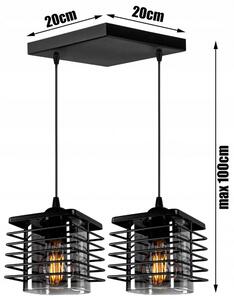 Glimex Laurie állítható függőlámpa fekete / füst 2x E27 + ajándék LED izzók