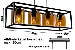 Glimex CAGE állítható függőlámpa fekete / méz 4x E27 + ajándék LED izzók