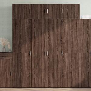 Barna tölgy színű szerelt fa tárolószekrény 80 x 42,5 x 225 cm