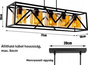 Glimex CAGE függőlámpa fekete / méz + ajándék LED izzók