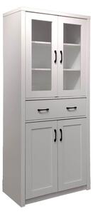 Konyhaszekrény vitrinnel, Nisso, fehér, 80x40x183.5 cm