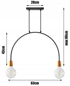 Glimex Louis függőlámpa réz/króm 2x E27 + ajándék LED izzók