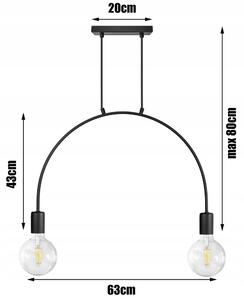 Glimex Louis függőlámpa fekete 2x E27 + ajándék LED izzók