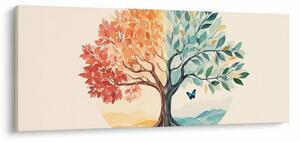 Kép – Duális fa pillangóval (120x50 cm)
