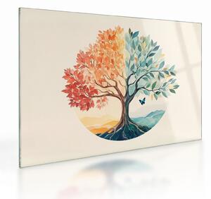 Üveg kép – Duális fa pillangóval (70x50 cm)