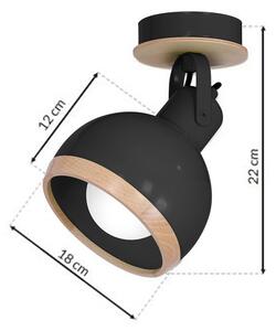 Milagro Oval fekete fali/mennyezeti lámpa valódi fa részletekkel 1xE27 (MLP8657)