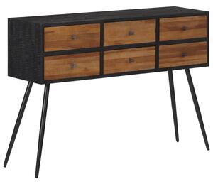 Tömör újrahasznosított tíkfa tálalóasztal fiókkal 116x30x76 cm