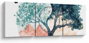 Kép – Akvarellfa tele élettel (órával) (90x30 cm)