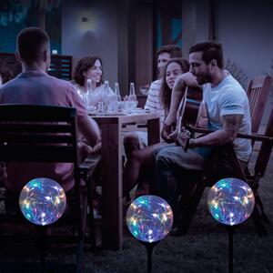 HOME Napelemes Üveggömb Dekoráció Színes Micro LED Füzérrel