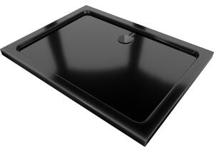Mexen Flat téglalap alakú slim zuhanytálca 80 x 70 cm, fekete, fekete szifon - 40707080B