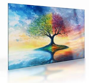 Üveg kép – Évszakok festett fája (70x50 cm)
