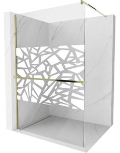 Mexen Kioto+ zuhanyfal polccal Walk-in 90 x 200 cm, fehér minta, arany - 800-090-121-50-85