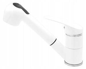 Gránit mosogató NERO Arriva + kihúzható zuhanyfejes Snake csaptelep + dugókiemelő (fehér)