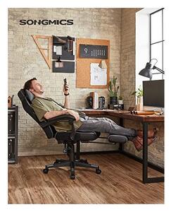 Irodai szék Songmics, 150 kg, 135 fokban dönthető, fekete/szürke, 70x68x115 cm