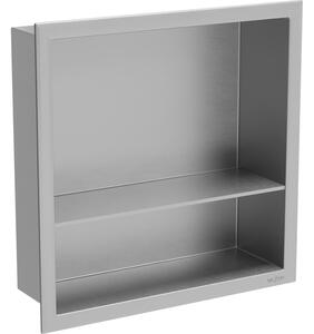Mexen X-Wall-R fali beépített polc peremmel és polccal 30 x 30 cm, inox - 1910303010S