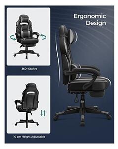 Irodai szék Songmics, 150 kg, 135 fokban dönthető, fekete/szürke, 70x68x115 cm