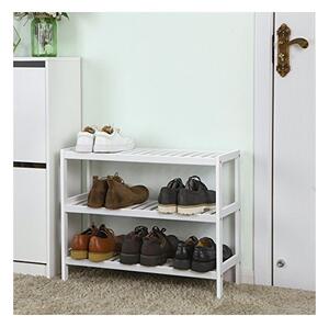 Cipőtároló, bambusz, Songmics, LBS13W, fehér, 70 x 26 x 55 cm