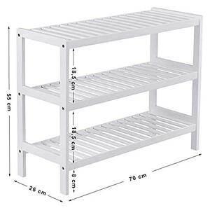 Cipőtároló, bambusz, Songmics, LBS13W, fehér, 70 x 26 x 55 cm