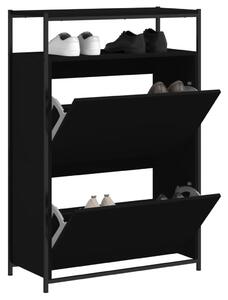 Fekete szerelt fa cipőszekrény 75x34x112 cm