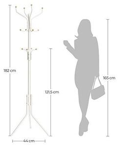 Fa formájú fogas, Songmics, RCR19W, fém, fehér, 44 x 182 cm