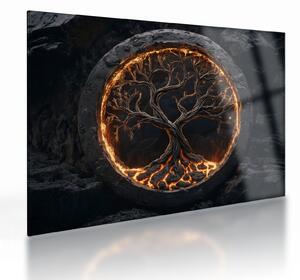 Üveg kép – Életfa lávában I. (70x50 cm)
