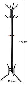Fa formájú fogas, Songmics, fém, fekete, 176 cm
