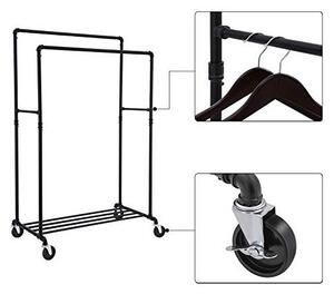 Gurulós ruhaállvány 2 sines, Songmics, 110 kg, HSR60B, fekete