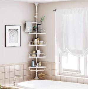 Fürdőszoba sarokpolc állítható, fehér 95x300cm