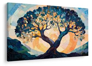 Kép – Mozaik – nap és fa II. (90x60 cm)