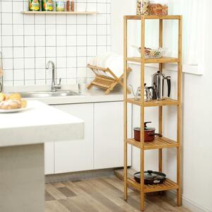 Bambusz polc fürdőszobába, konyhába, 5 szintes 33x33x96cm