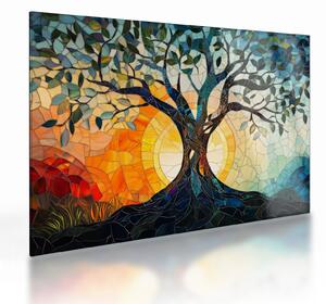Üveg kép – Mozaik – nap és fa I. (70x50 cm)