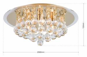GLORIA modern kristály mennyezeti lámpa, 38cm, arany