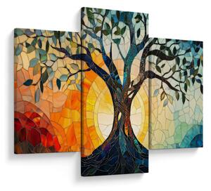 Kép – Mozaik – nap és fa I. (90x60 cm)