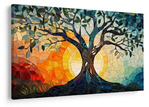 Kép – Mozaik – nap és fa I. (90x60 cm)