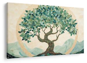 Kép – Elegáns mozaik fával (90x60 cm)