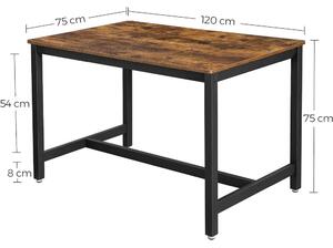 Étkezőasztal 4 személyes, rusztikus barna 120x75x75cm