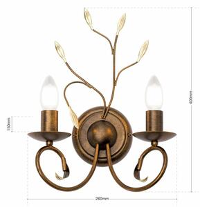 LUCA rusztikus fali lámpa antik barna színű