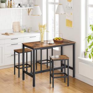 Bárszék 2 db magas szögletes konyhai étkező szék, rusztikus barna