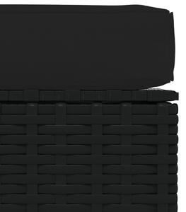 VidaXL fekete polyrattan kerti lábtartó párnával 70 x 70 x 30 cm