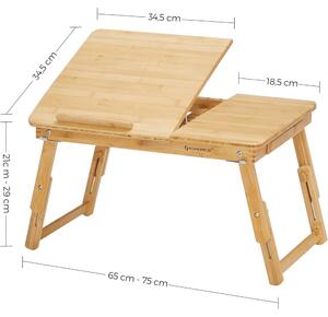 Bambusz laptop asztal állítható magasság 55x35cm