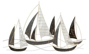 Fali dekoráció, vitorlás hajók, antracit, ezüst - PETIS BATEAUX