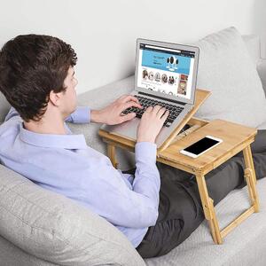 Bambusz laptop asztal állítható magasság 55x35cm