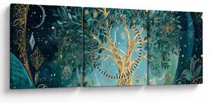 Kép – Életfa az univerzumban (órával) (90x30 cm)