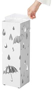Esernyőtartó négyzet alakú, akasztókkal, fehér 15x15x49cm