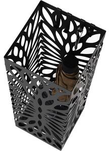 Esernyőtartó négyzet alakú mintás, akasztókkal, fekete 15x15x49cm