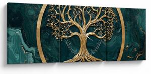 Kép – Márványban lévő arany életfa (órával) (90x30 cm)