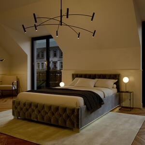Kárpitozott Nizza ágy 140 x 200 cm, LED világítással sötétszürke színben