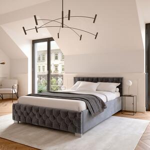 Kárpitozott ágy Nizza 120 x 200 cm LED világítással sötétszürke színben