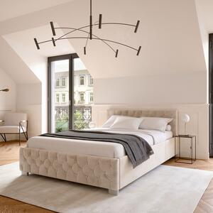 Kárpitozott ágy Nizza 180 x 200 cm, LED világítással bézs színben